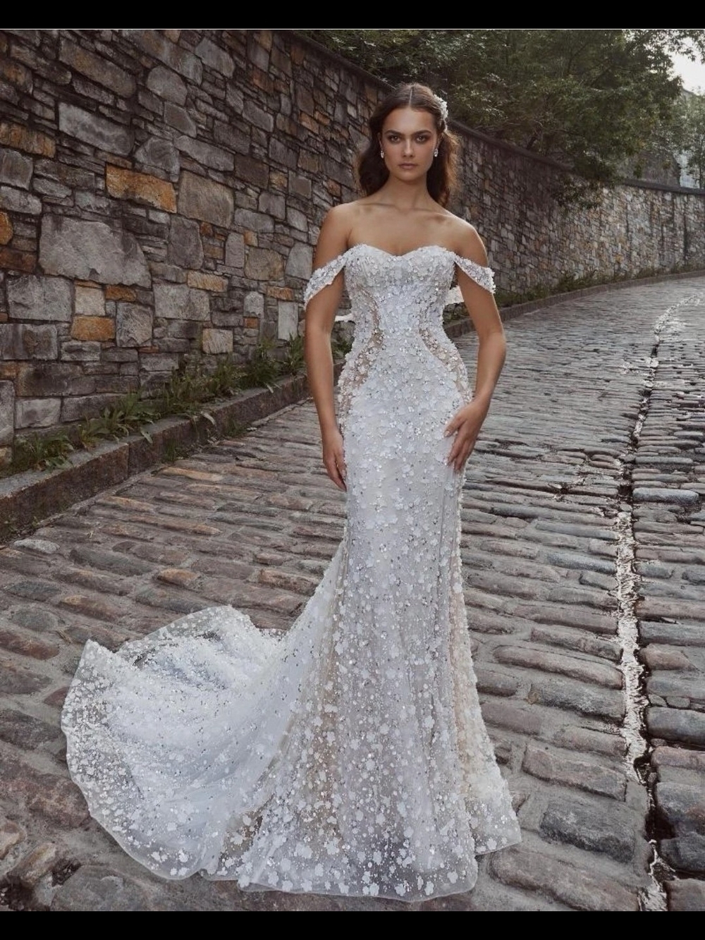 Calla Blance Mercedes Floral Embellished Mermaid Wedding Dress Size 10nwt